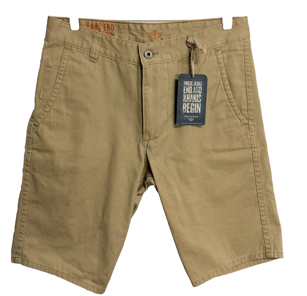 Dockers Alpha Collection Chino Shorts Men's 30 Beige Khaki Cotton Classic NEW